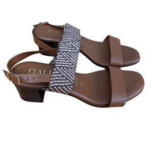 Italian Shoemakers Women’s US Size 7 Made In Italy Brown Double Strap Sandals